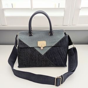 NWT True Religion Blue Denim/Jean Sparkle/Rhinestones Satchel/Shoulder/Crossbody